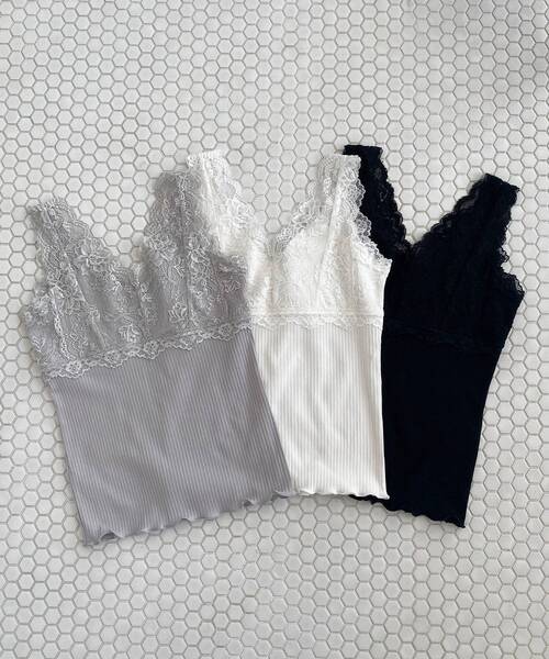 MAJESTIC LEGON（マジェスティックレゴン）の「前後2wayレースインナー（タンクトップ・レディース・オフホワイト/ブラック/ライトグレー・MEDIUM）」の2枚目の写真