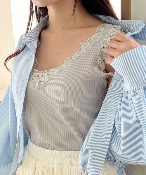 MAJESTIC LEGON（マジェスティックレゴン）の「前後2wayレースインナー（タンクトップ・レディース・オフホワイト/ブラック/ライトグレー・MEDIUM）」の3枚目の写真