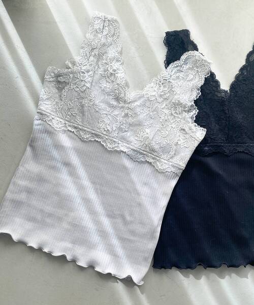 MAJESTIC LEGON（マジェスティックレゴン）の「前後2wayレースインナー（タンクトップ・レディース・オフホワイト/ブラック/ライトグレー・MEDIUM）」の6枚目の写真