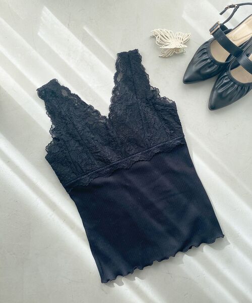 MAJESTIC LEGON（マジェスティックレゴン）の「前後2wayレースインナー（タンクトップ・レディース・オフホワイト/ブラック/ライトグレー・MEDIUM）」の13枚目の写真