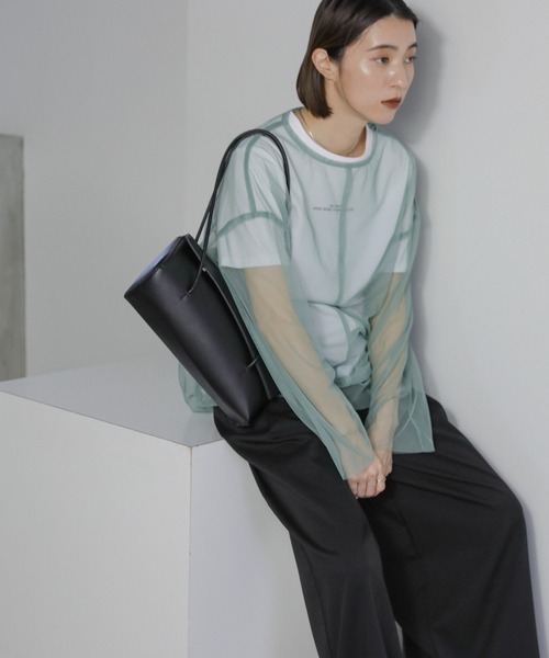 select MOCA(セレクトモカ)の「チュールシア―トップス(Tシャツ/カットソー・レディース・グリーン/ライトグレー/ブラック・FREE)」の20枚目の写真