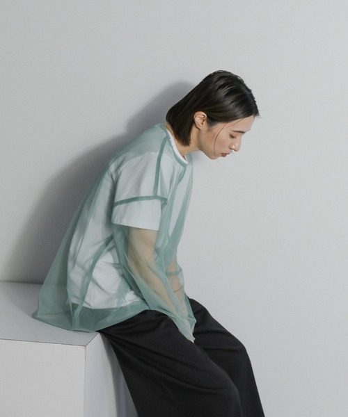 select MOCA(セレクトモカ)の「チュールシア―トップス(Tシャツ/カットソー・レディース・グリーン/ライトグレー/ブラック・FREE)」の18枚目の写真