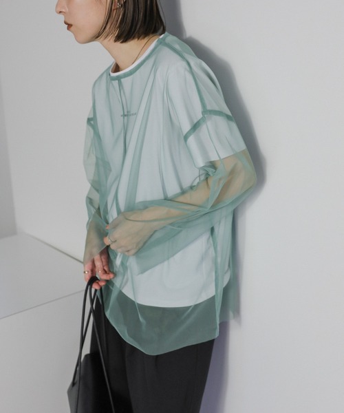 select MOCA(セレクトモカ)の「チュールシア―トップス(Tシャツ/カットソー・レディース・グリーン/ライトグレー/ブラック・FREE)」の17枚目の写真