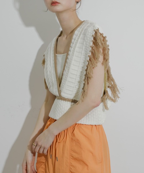 セール】フリンジニットベスト（ベスト）｜SENSE OF PLACE by URBAN