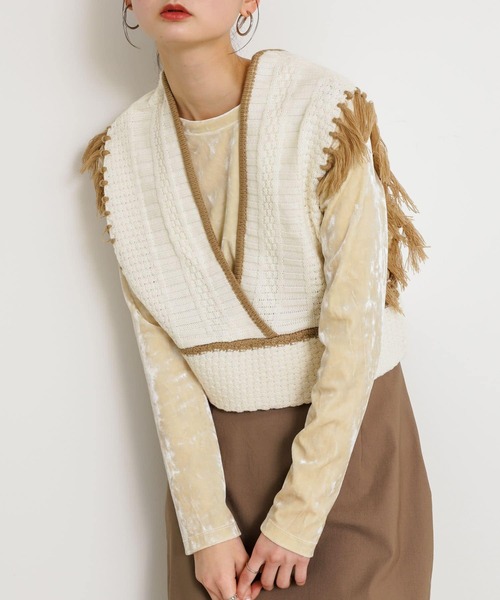 SENSE OF PLACE by URBAN RESEARCH(センスオブプレイスバイアーバンリサーチ)の「フリンジニットベスト(ベスト・レディース・グレー系その他/アイボリー/ブルー系その他・ONE)」の11枚目の写真