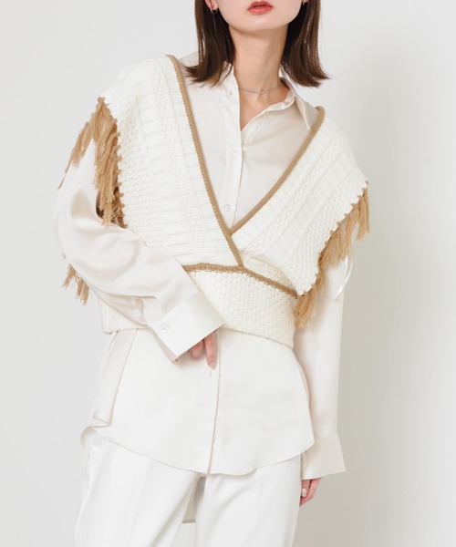 SENSE OF PLACE by URBAN RESEARCH(センスオブプレイスバイアーバンリサーチ)の「フリンジニットベスト(ベスト・レディース・グレー系その他/アイボリー/ブルー系その他・ONE)」の14枚目の写真