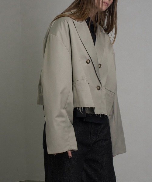 welise（ウェライズ）の「【welise/ウェライズ】グレイスフルTR/Denim ヘムダメージ ショート丈テーラードジャケット（テーラードジャケット・メンズ・ブラック/ダークベージュ/チャコールグレー/ダークグレー/ブルー/グレイッシュベージュ/ブラック×ゴールド/チャコール/ダークブラック・L/M/S）」の20枚目の写真