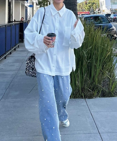 CORNERS by KR(コーナーズバイケーアール)の「【CORNERS by KR 】ワイドスリーブシャツ(シャツ/ブラウス・レディース・チャコールグレー/ネイビー/ブラック/ホワイト・M)」の3枚目の写真