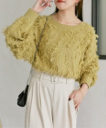 Thevon | 【前後2WAY】フリンジショートカーディガン(カーディガン/ボレロ)