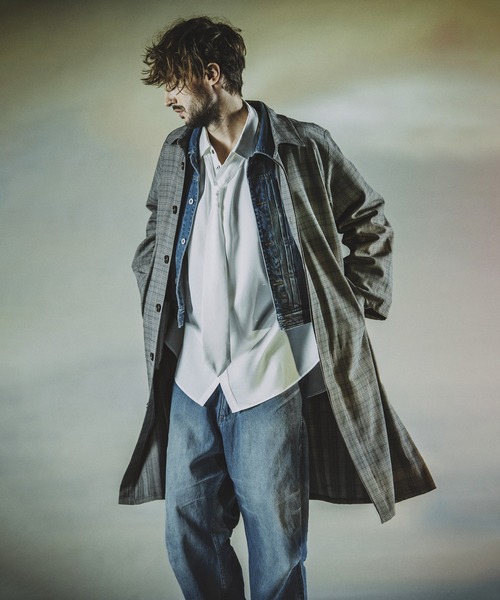 NO ID.（ノーアイディ）の「【NO ID.】Tie Neck Gather Big Shirt / ネクタイ 付 ネック ギャザー ビッグ シャツ（シャツ/ブラウス・メンズ・ホワイト/サックスブルー/グレー/ブラック・ONE SIZE）」の10枚目の写真