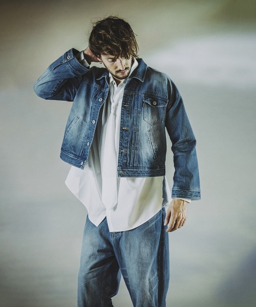 NO ID.（ノーアイディ）の「【NO ID.】Tie Neck Gather Big Shirt / ネクタイ 付 ネック ギャザー ビッグ シャツ（シャツ/ブラウス・メンズ・ホワイト/サックスブルー/グレー/ブラック・ONE SIZE）」の13枚目の写真