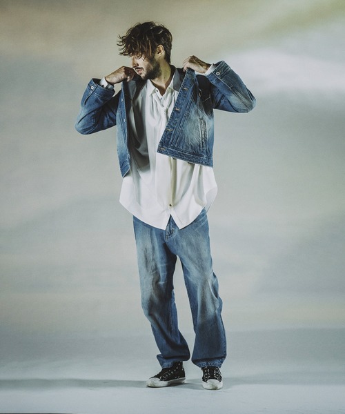 NO ID.（ノーアイディ）の「【NO ID.】Tie Neck Gather Big Shirt / ネクタイ 付 ネック ギャザー ビッグ シャツ（シャツ/ブラウス・メンズ・ホワイト/サックスブルー/グレー/ブラック・ONE SIZE）」の14枚目の写真
