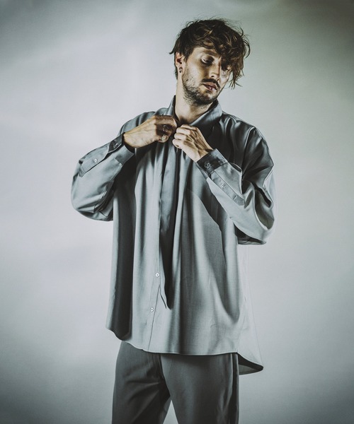NO ID.（ノーアイディ）の「【NO ID.】Tie Neck Gather Big Shirt / ネクタイ 付 ネック ギャザー ビッグ シャツ（シャツ/ブラウス・メンズ・ホワイト/サックスブルー/グレー/ブラック・ONE SIZE）」の18枚目の写真