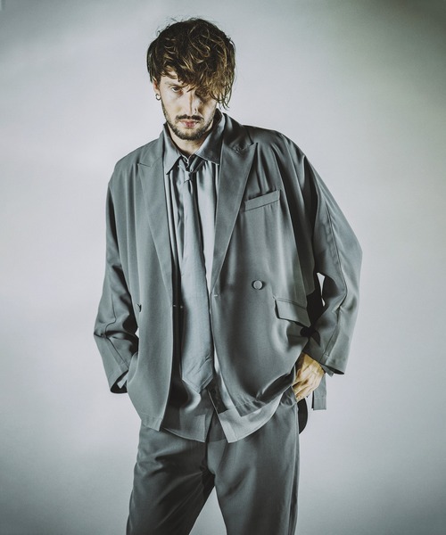 NO ID.（ノーアイディ）の「【NO ID.】Tie Neck Gather Big Shirt / ネクタイ 付 ネック ギャザー ビッグ シャツ（シャツ/ブラウス・メンズ・ホワイト/サックスブルー/グレー/ブラック・ONE SIZE）」の20枚目の写真
