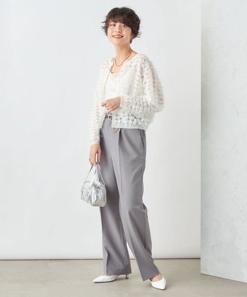 NOLLEY’S（ノーリーズ）の「《手洗い可能》カットフリンジ2WAYカーディガン（カーディガン/ボレロ・レディース・オフホワイト/ブラウン/ブラック・38）」の11枚目の写真