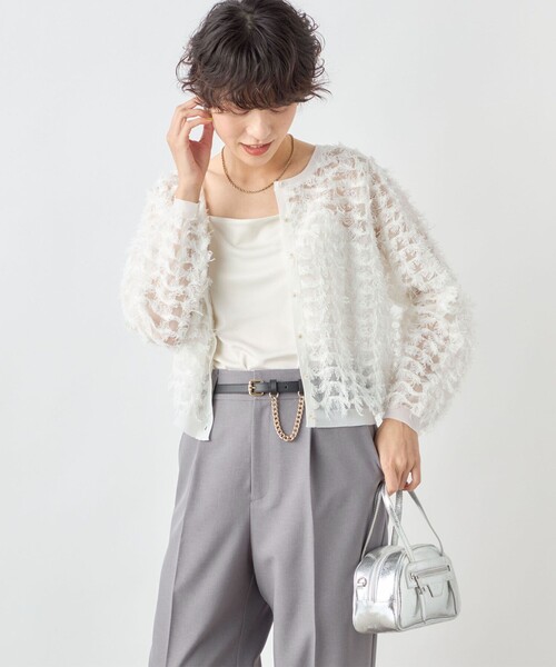 ノーリーズ NOLLEY'S カットフリンジ2WAYカーディガン　一回着 セール 30%OFF】《手洗い可能》カットフリンジ2WAYカーディガン