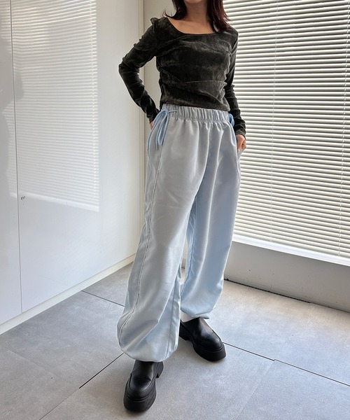 solleim（ソルレム）の「[全骨格美脚見え]リボンラインイージーパンツ（その他パンツ・レディース・ブルー/グレー/ブラック・S/M）」の10枚目の写真