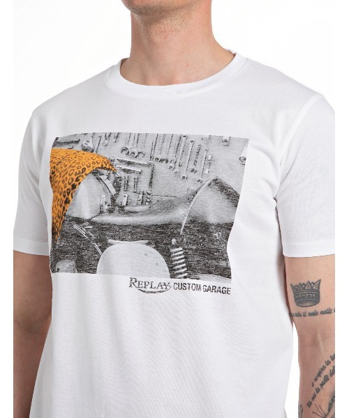 【セール】コットンジャージーカスタムガレージグラフィックプリントTシャツ（Tシャツ/カットソー）｜REPLAY（リプレイ）
