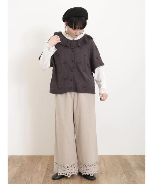 Samansa Mos2（サマンサ モスモス）の「フリルカラー柄編み前後2WAY