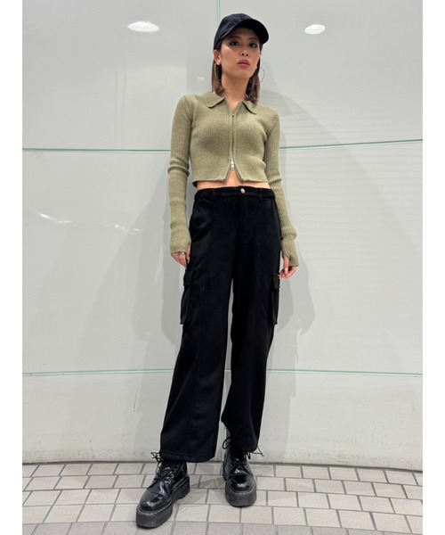 EGOIST（エゴイスト）の「フェイクスエードカーゴパンツ（カーゴパンツ・レディース・グレー/ブラック・FREE）」の4枚目の写真