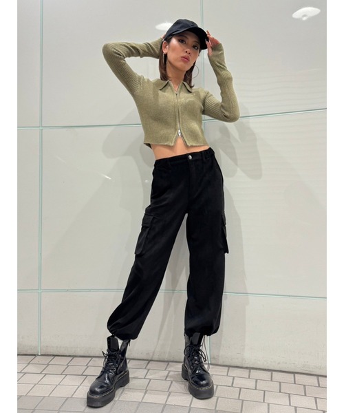 EGOIST（エゴイスト）の「フェイクスエードカーゴパンツ（カーゴパンツ・レディース・グレー/ブラック・FREE）」の5枚目の写真