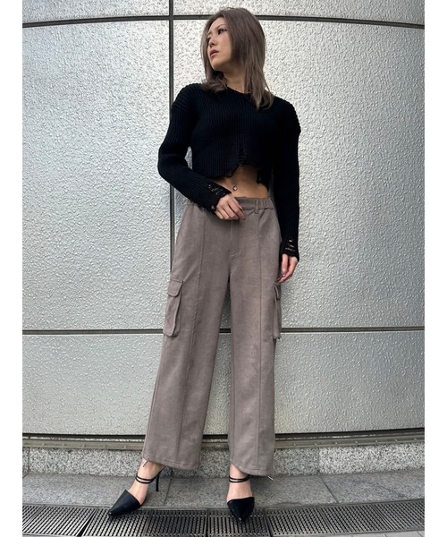 EGOIST（エゴイスト）の「フェイクスエードカーゴパンツ（カーゴパンツ・レディース・グレー/ブラック・FREE）」の6枚目の写真