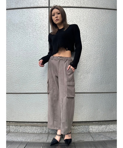 EGOIST（エゴイスト）の「フェイクスエードカーゴパンツ（カーゴパンツ・レディース・グレー/ブラック・FREE）」の7枚目の写真