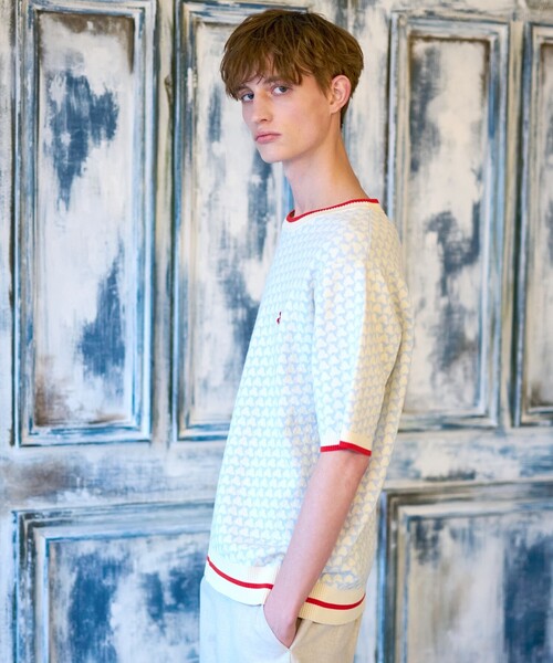 【セール】【Safari5月号掲載】トリコロールジャカード 半袖ニット（ニット/セーター）｜DRESSTERIOR（ドレステリア）