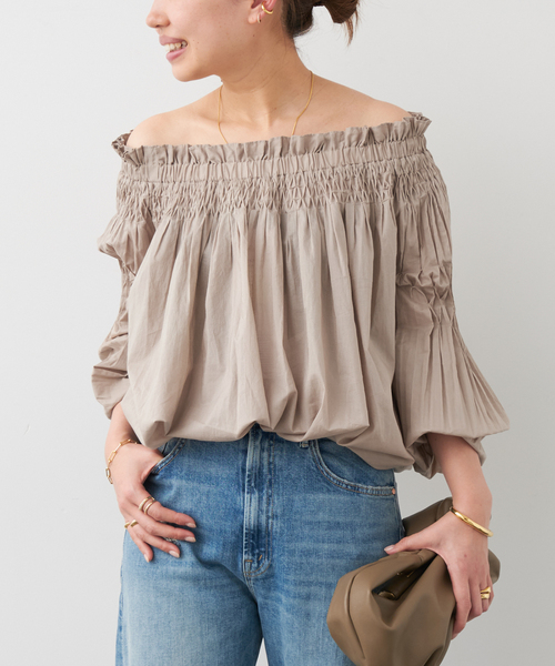 Deuxieme Classe(ドゥーズィエムクラス)の「【Marlette/マーレット】 AMIEL OFF-SHOULDER ブラウス(シャツ/ブラウス・レディース・ベージュ・FREE)」の1枚目の写真