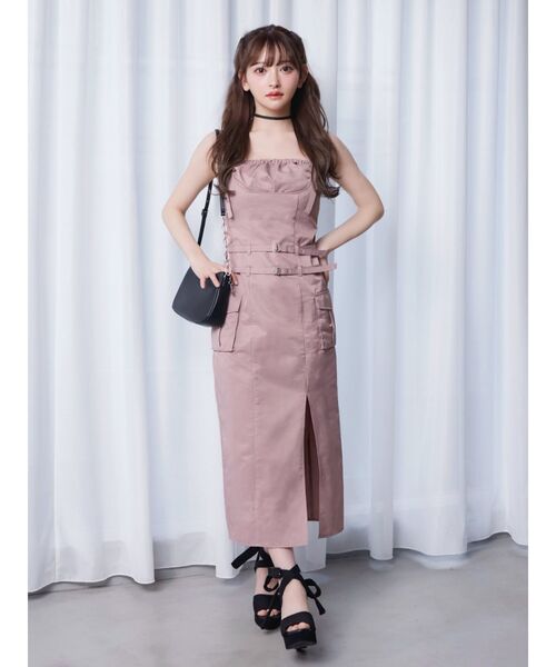 EATME（イートミー）の「ダブルベルトキャミワンピース（ワンピース・レディース・ピンク/ブラック/グレー・SMALL/MEDIUM）」の4枚目の写真