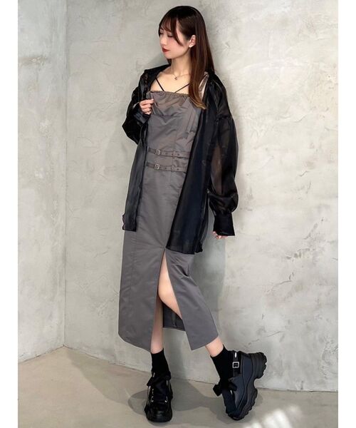 EATME（イートミー）の「ダブルベルトキャミワンピース（ワンピース・レディース・ピンク/ブラック/グレー・SMALL/MEDIUM）」の12枚目の写真