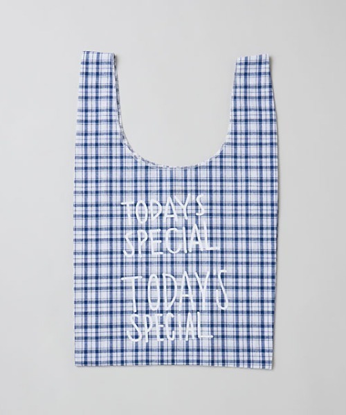 todayful トゥデイフル ノベルティ青と白のチェック柄 エコバッグ