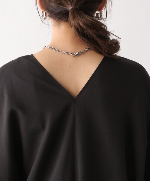 LEPSIM（レプシィム）の「Vネックシャーリングワンピース　112019（ワンピース・レディース・ブラック/ベージュ・FREE）」の6枚目の写真