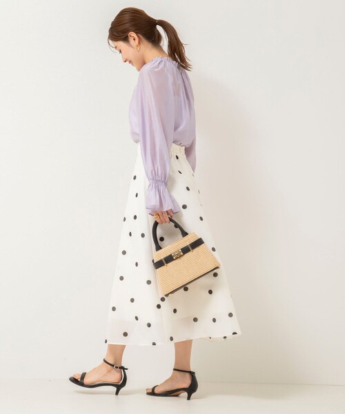 NOLLEY’S(ノーリーズ)の「ソフトオーガンジー2WAYシャーリングブラウス(シャツ/ブラウス・レディース・グリーン/ネイビー/ライトパープル/ベビーピンク/ブラック・36/38)」の15枚目の写真