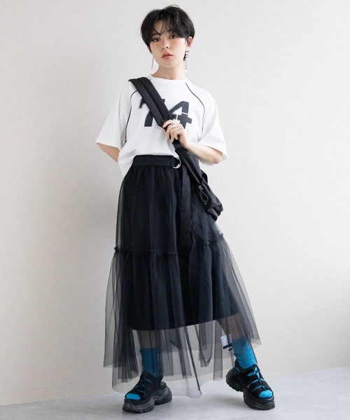 RAGEBLUE（レイジブルー）の「3WAY/レイヤードチュールベルトスカート（スカート・レディース・ブラック/ホワイト・FREE）」の8枚目の写真