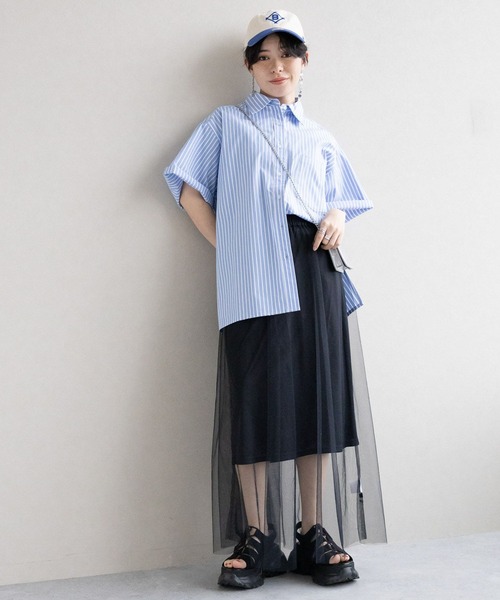 RAGEBLUE（レイジブルー）の「3WAY/レイヤードチュールベルトスカート（スカート・レディース・ブラック/ホワイト・FREE）」の10枚目の写真