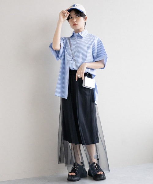 RAGEBLUE（レイジブルー）の「3WAY/レイヤードチュールベルトスカート（スカート・レディース・ブラック/ホワイト・FREE）」の11枚目の写真