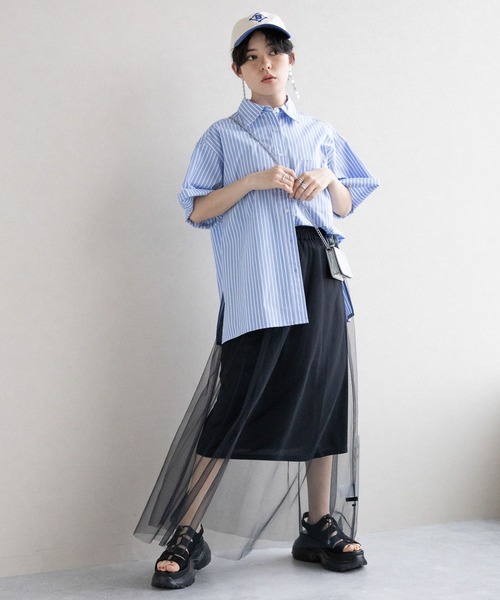 RAGEBLUE（レイジブルー）の「3WAY/レイヤードチュールベルトスカート（スカート・レディース・ブラック/ホワイト・FREE）」の12枚目の写真