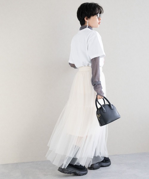 RAGEBLUE（レイジブルー）の「3WAY/レイヤードチュールベルトスカート（スカート・レディース・ブラック/ホワイト・FREE）」の5枚目の写真