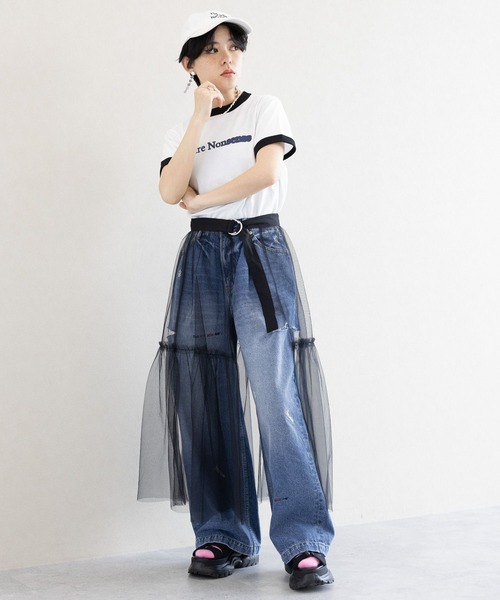 RAGEBLUE（レイジブルー）の「3WAY/レイヤードチュールベルトスカート（スカート・レディース・ブラック/ホワイト・FREE）」の7枚目の写真