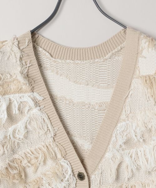 JEANASIS(ジーナシス)の「7GフリンジジャガードVベスト/118306(ベスト・レディース・ベージュ系その他/ブラック系その他/ブラウン系その他・FREE)」の8枚目の写真