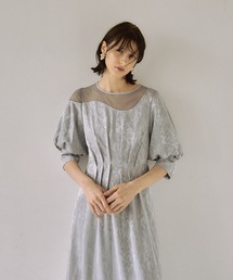 Meandering waist tuck flare dress