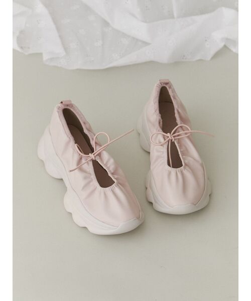 merry jenny（メリージェニー）の「ギャザーフェイクレザースニーカー（スニーカー・レディース・ブラック/アイボリー/ピンク・MEDIUM/LARGE）」の20枚目の写真