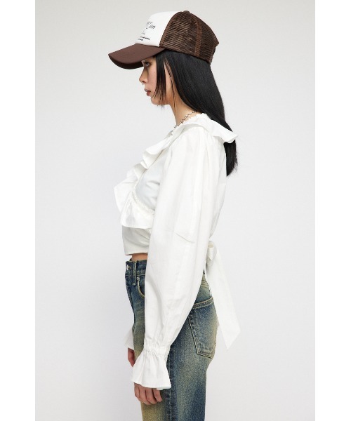 LAGUA GEM（ラグアジェム）の「VOLUME FRILL シャツ（シャツ/ブラウス・レディース・ホワイト/ブラック/グレイッシュベージュ・FREE）」の14枚目の写真