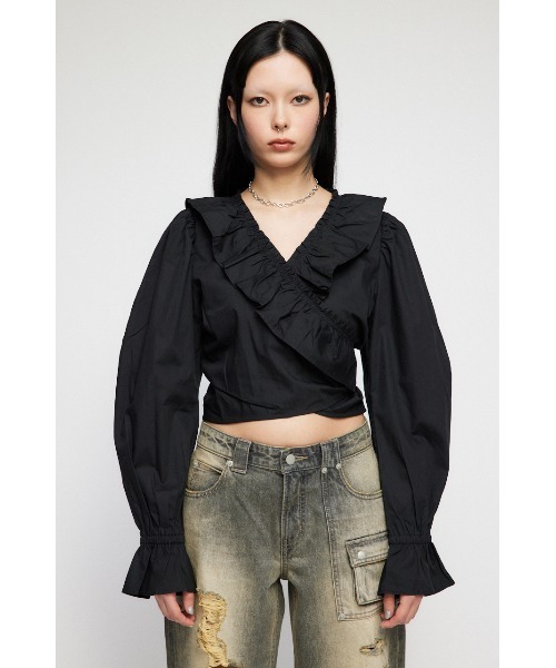 LAGUA GEM（ラグアジェム）の「VOLUME FRILL シャツ（シャツ/ブラウス・レディース・ホワイト/ブラック/グレイッシュベージュ・FREE）」の4枚目の写真