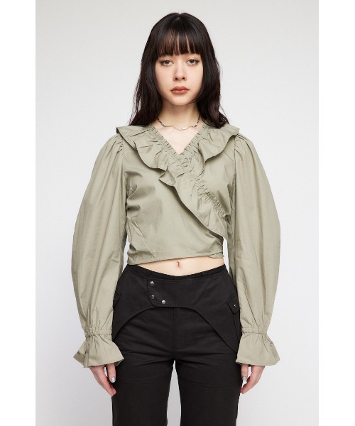 LAGUA GEM（ラグアジェム）の「VOLUME FRILL シャツ（シャツ/ブラウス・レディース・ホワイト/ブラック/グレイッシュベージュ・FREE）」の7枚目の写真