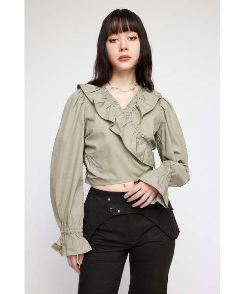 LAGUA GEM（ラグアジェム）の「VOLUME FRILL シャツ（シャツ/ブラウス・レディース・ホワイト/ブラック/グレイッシュベージュ・FREE）」の8枚目の写真