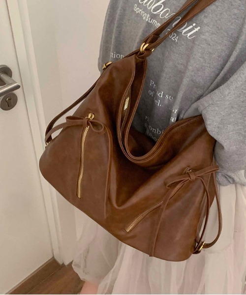 gossip！ロサンゼルス（ゴシップロサンゼルス）の「Y2K リボン　ショルダーバッグ 2WAY（ショルダーバッグ・レディース・シルバー/ピンク/オフホワイト/ブラック/ブラウン/カーキ/ブラック系その他/ブラック系その他2/ホワイト系その他・FREE）」の8枚目の写真