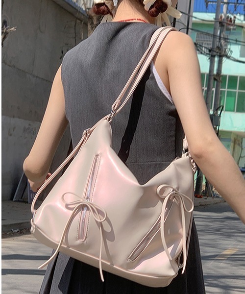 gossip！ロサンゼルス（ゴシップロサンゼルス）の「Y2K リボン　ショルダーバッグ 2WAY（ショルダーバッグ・レディース・シルバー/ピンク/オフホワイト/ブラック/ブラウン/カーキ/ブラック系その他/ブラック系その他2/ホワイト系その他・FREE）」の9枚目の写真