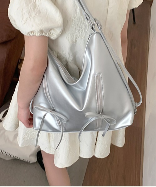 gossip！ロサンゼルス（ゴシップロサンゼルス）の「Y2K リボン　ショルダーバッグ 2WAY（ショルダーバッグ・レディース・シルバー/ピンク/オフホワイト/ブラック/ブラウン/カーキ/ブラック系その他/ブラック系その他2/ホワイト系その他・FREE）」の21枚目の写真